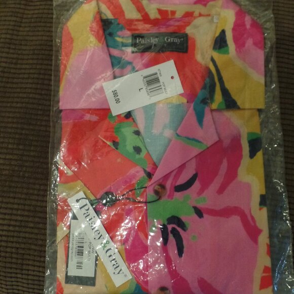 PAISLEY & GRAY Men's Slim Fit Short Sleeve Large Pop Multi Color Floral NWT - Picture 3 of 3